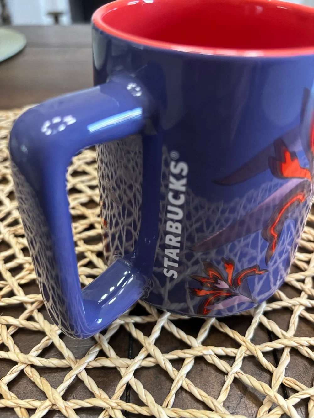 Starbucks ceramic purple and coral 14 ounce mug